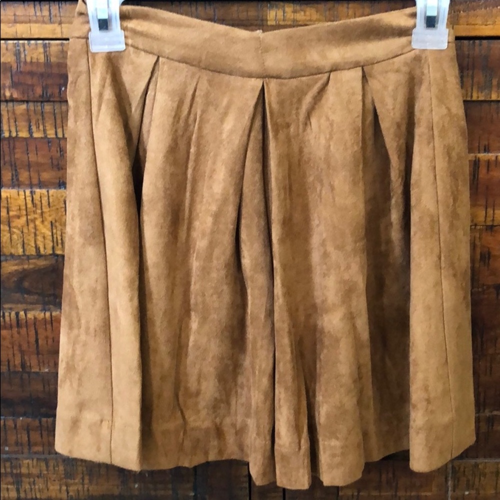 Impeccable Pig Size Small Tan Faux Suede Skirt